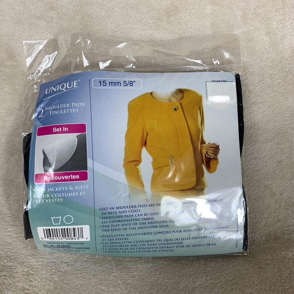 UNIQUE SEWING SHOULDER PADS LARGE BLACK - 15MM (⅝") - 2PCS